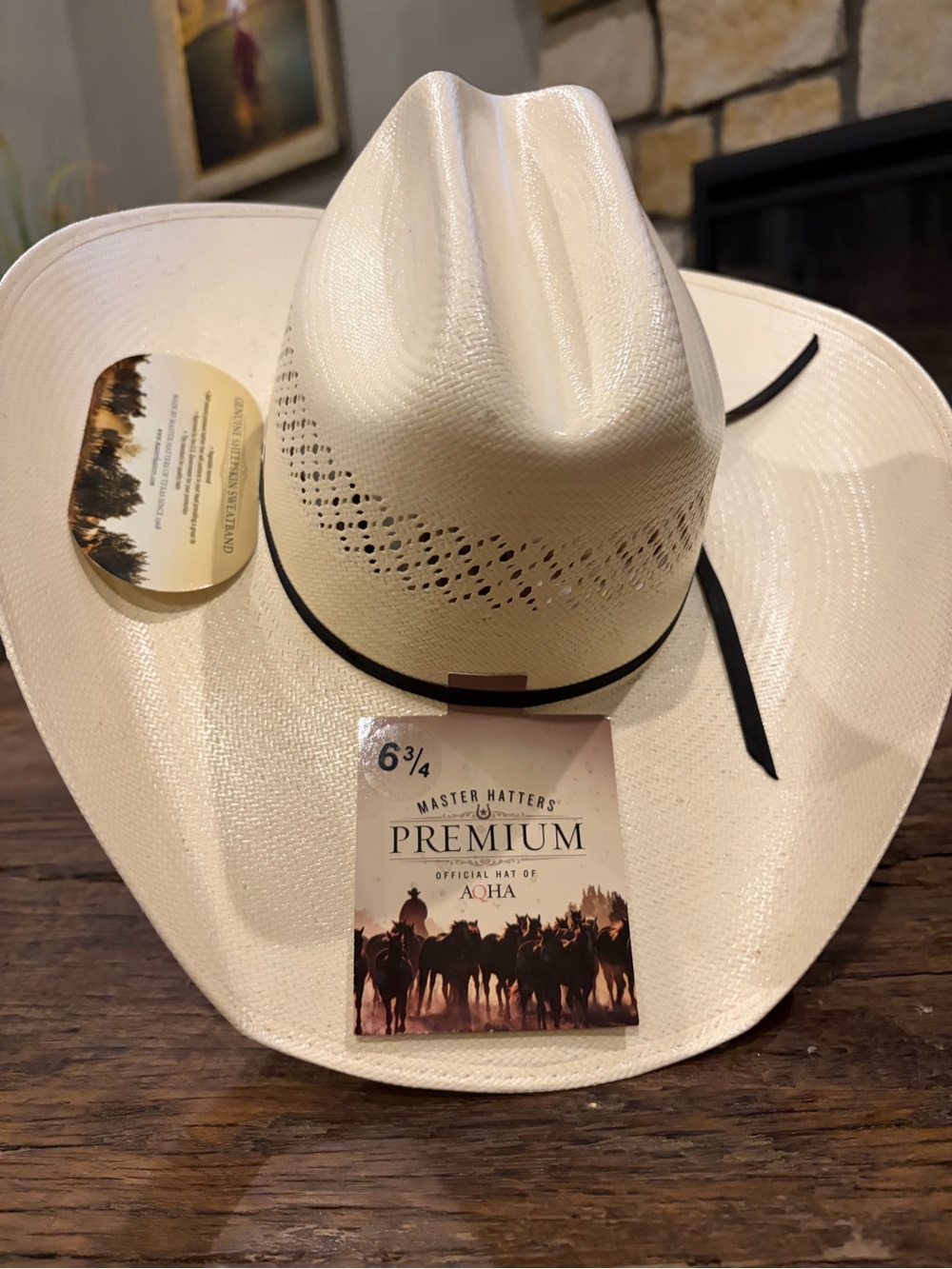 Master Hatters Premium Straw Cowboy Hat - Ivory/Off-White 6 3/4